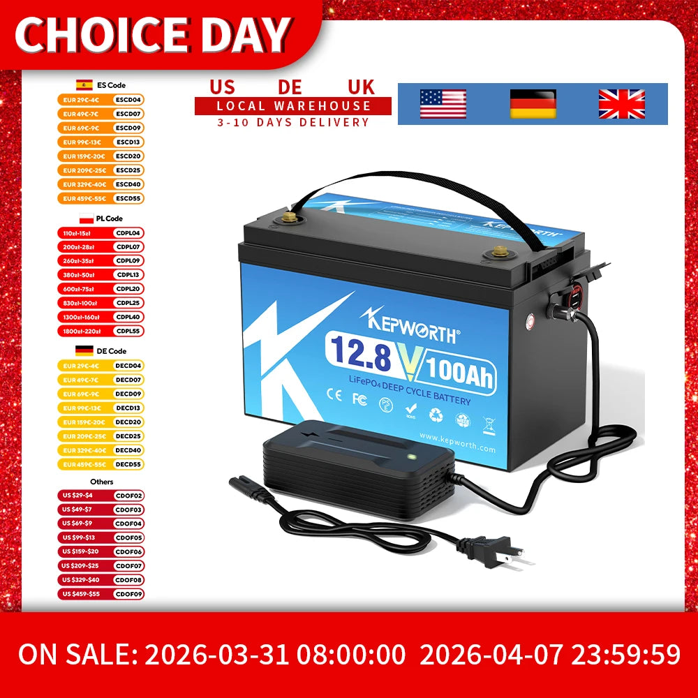 New 12V 100Ah Lithium Iron Phosphate Battery Upgraded BMS 6000 Cycles For RV Campers Golf Cart Off-Road Off-Grid Solar Wind