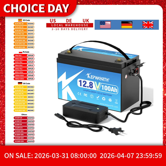 New 12V 100Ah Lithium Iron Phosphate Battery Upgraded BMS 6000 Cycles For RV Campers Golf Cart Off-Road Off-Grid Solar Wind