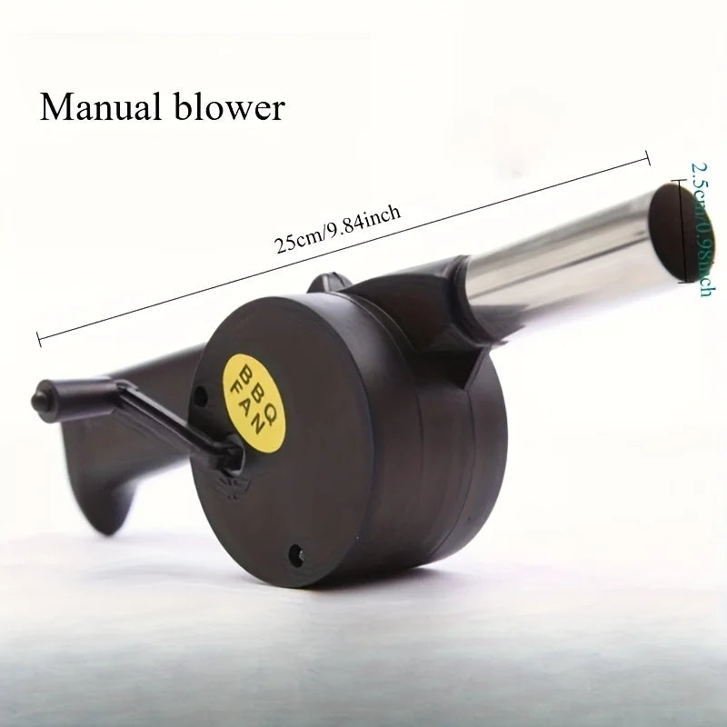 Outdoor BBQ Fan Air Blower, Hand Crank Blower with Bladeless Design, Perfect for Picnic & Camping Stove Accessories