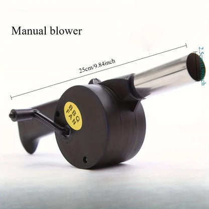 Outdoor BBQ Fan Air Blower, Hand Crank Blower with Bladeless Design, Perfect for Picnic & Camping Stove Accessories