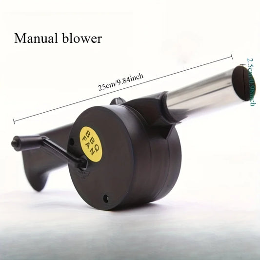 Outdoor BBQ Fan Air Blower, Hand Crank Blower with Bladeless Design, Perfect for Picnic & Camping Stove Accessories