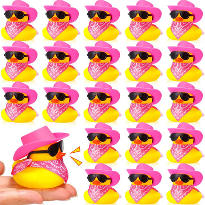 6/12/24/48 Set Cowboy Rubber Duck Mini Yellow Duckies Party Toy Tiny Ducks Toy for Summer Birthday Swimming Party Favor