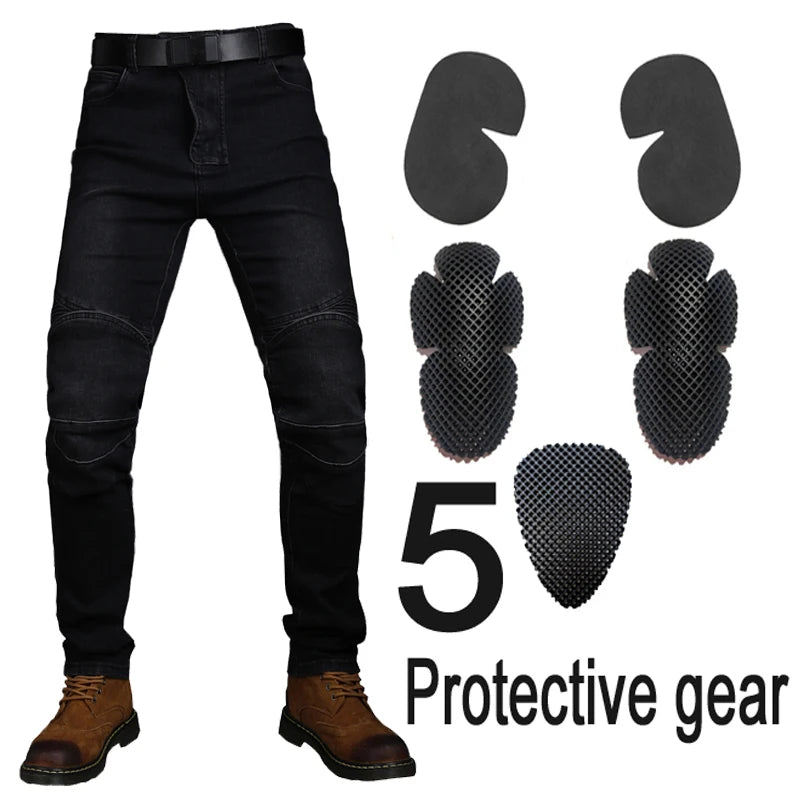Motorcycle Rider Pants Cycling Pants Racing Jeans With 5 Anti-Fall Protective Gear Moto Motocross Trousers CE Level 1/2 Armor