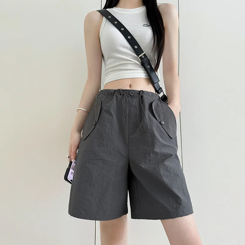 2026 Quick-drying Tooling Shorts for Women's Outer Wear Summer  Sports and Leisure Five-point Medium Pants