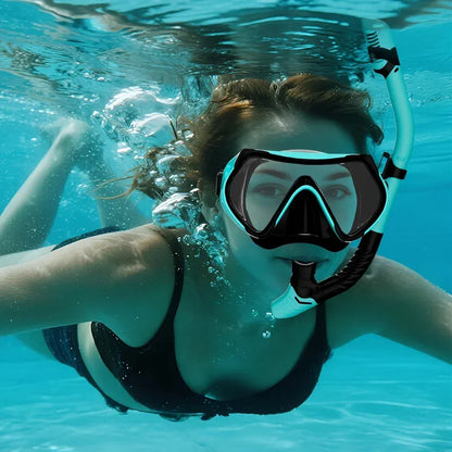 2026 New Scuba Diving Mask Snorkel Set For Adults Tempered Glass Professional Panoramic Snorkeling Gear Swimming Training