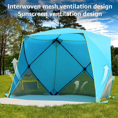 Pop Up Beach Tent, Portable Shade Sun Shelter UPF50 UV Protection for 4 Person Extendable Floor for Fishing Hiking Camping, Wate
