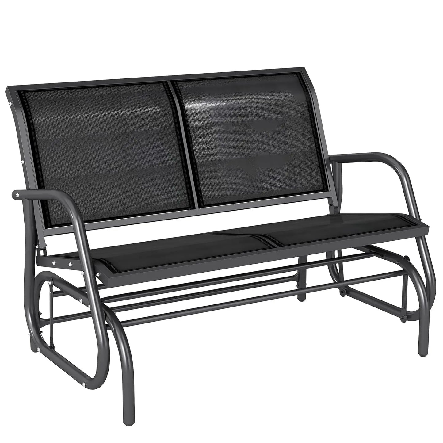 2-Person Outdoor Glider Bench, Patio Double Swing Rocking Chair Loveseat w/Powder Coated Steel Frame for Backyard, Customized