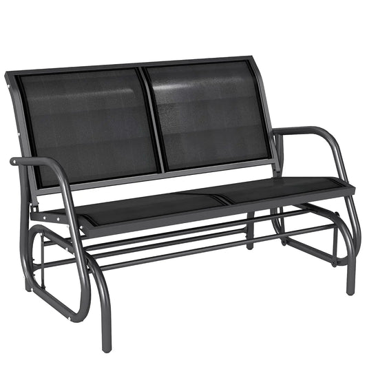 2-Person Outdoor Glider Bench, Patio Double Swing Rocking Chair Loveseat w/Powder Coated Steel Frame for Backyard, Customized
