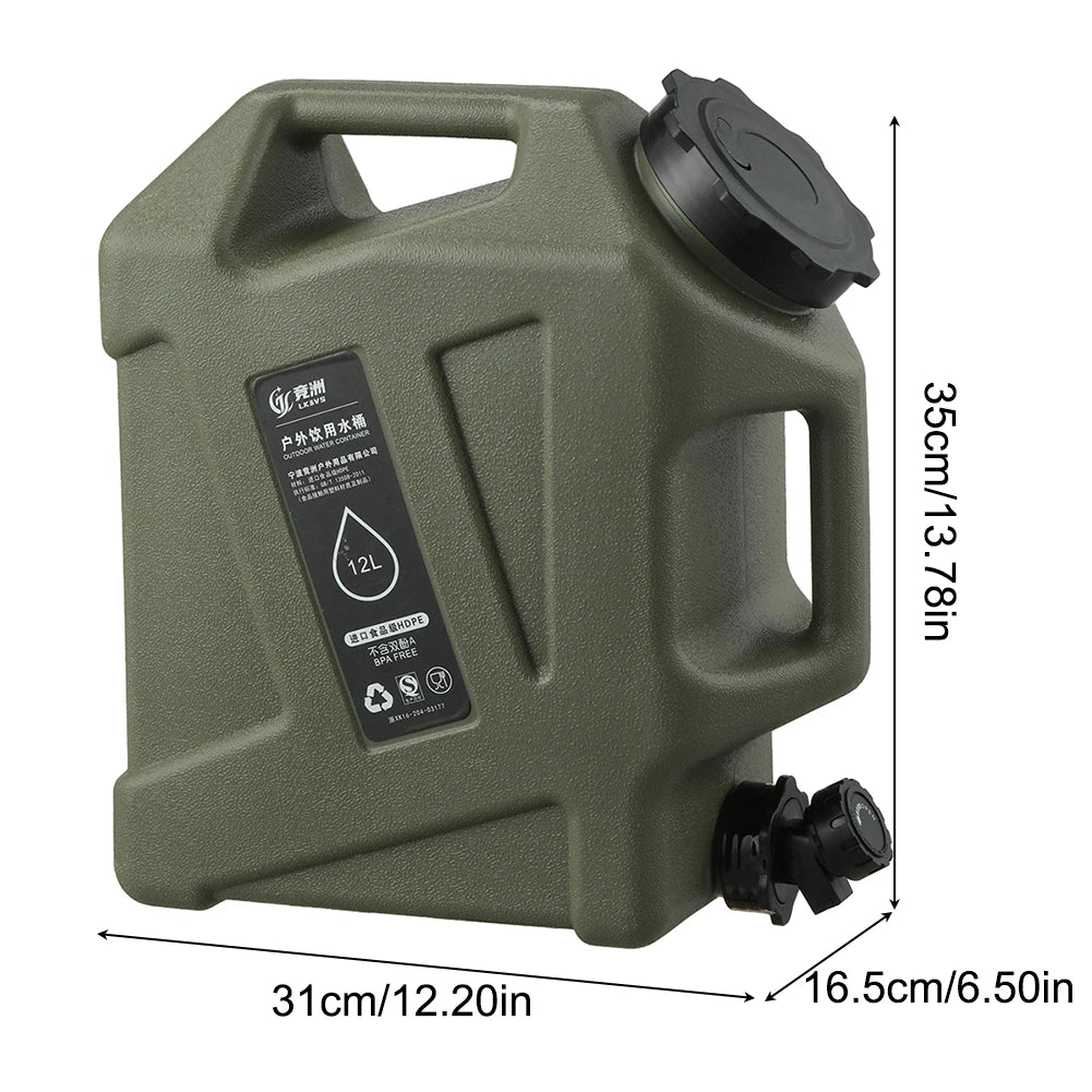 10/11/12L Drinking Water Container with Spigot Leakproof Camping Water Tank Large Capacity Water Storage Carrier for Hiking Car