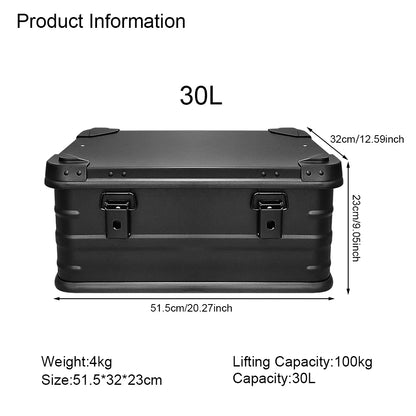 30L 50L 80L Aluminum Alloy Travel Storage Box Black Storage Box for Camping Household Car Picnic Travel Camping Outdoor storage
