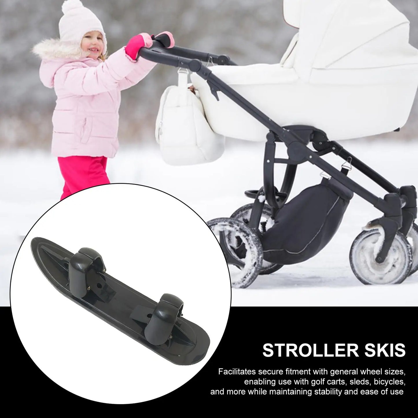 Scooter Ski Sled 2 in 1 Snow Scooter Strollers Wheel Ski Sled Glider Snowboards for Cycling Bicycle Jogging Sports Outdoor Paths