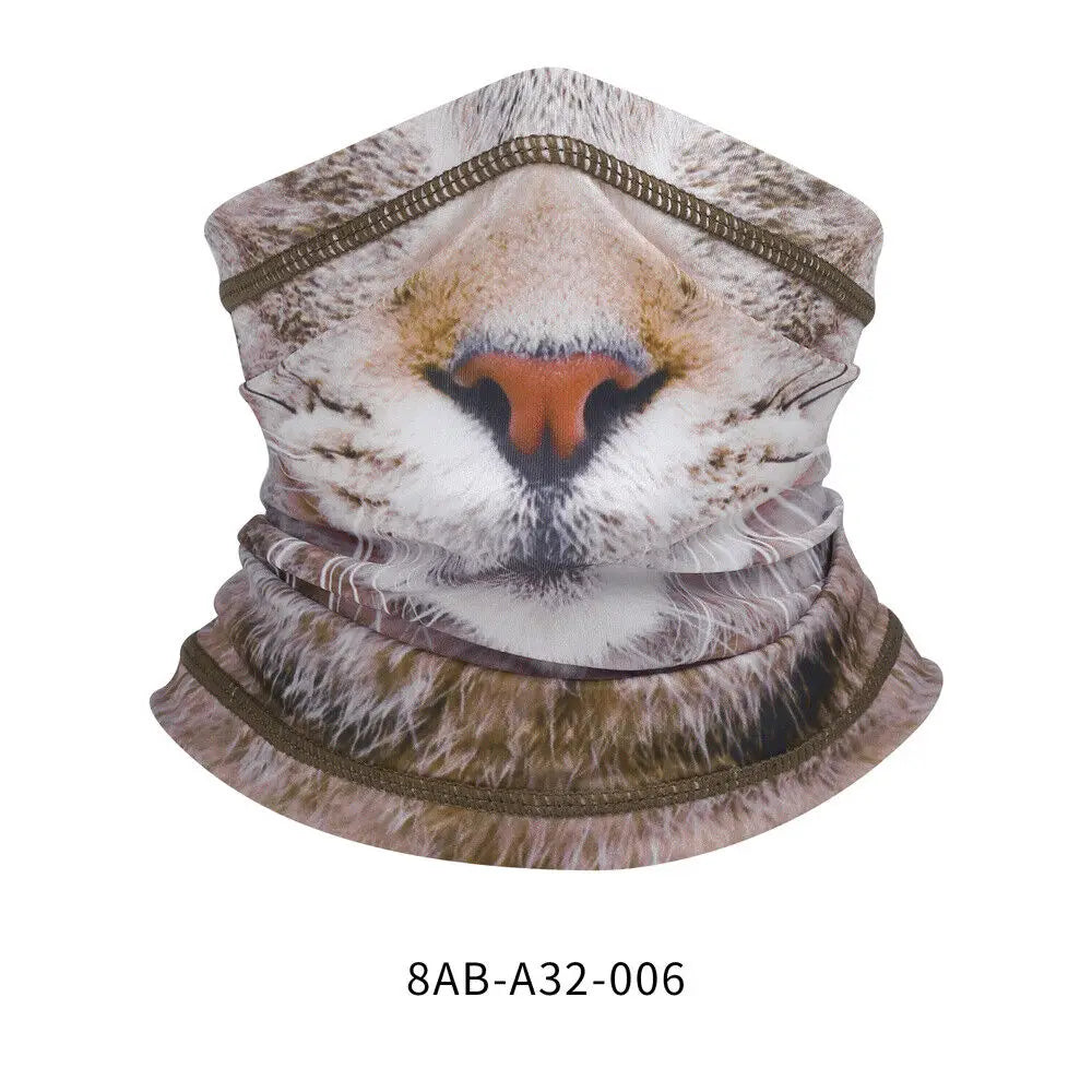 3D Animal Neck Gaiter UV Protection Half Face Mask for Skiing Cycling Motorcycling Scarf Sunscreen Bandana for Men Women