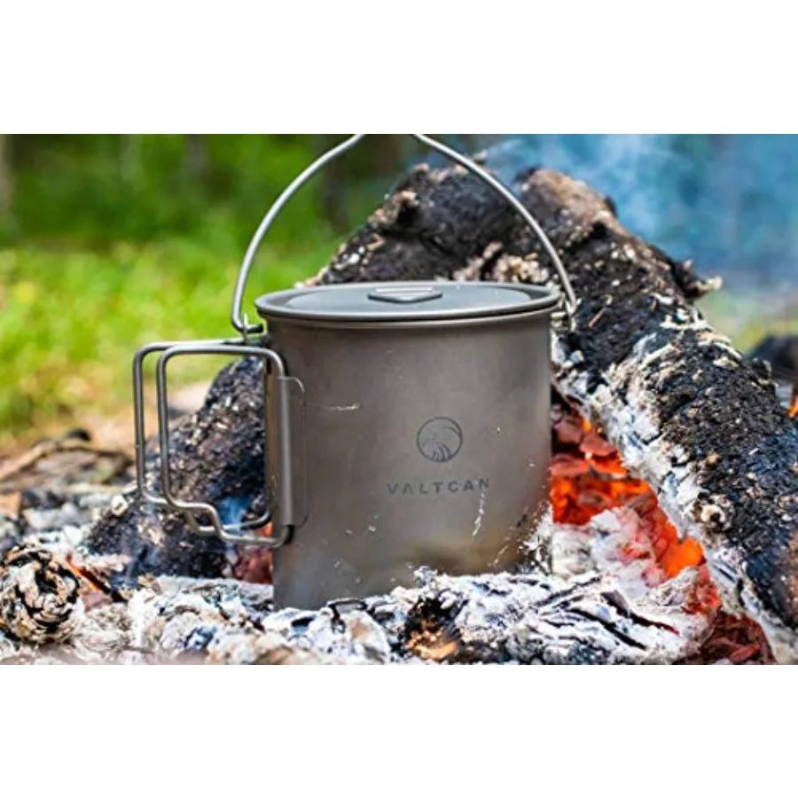 Titanium 750ml Pot with Bail Handle and Tight Lid 4.7 oz with Lid and Mesh Bag Lightweight Outdoor Cooking Gear for Hiking and