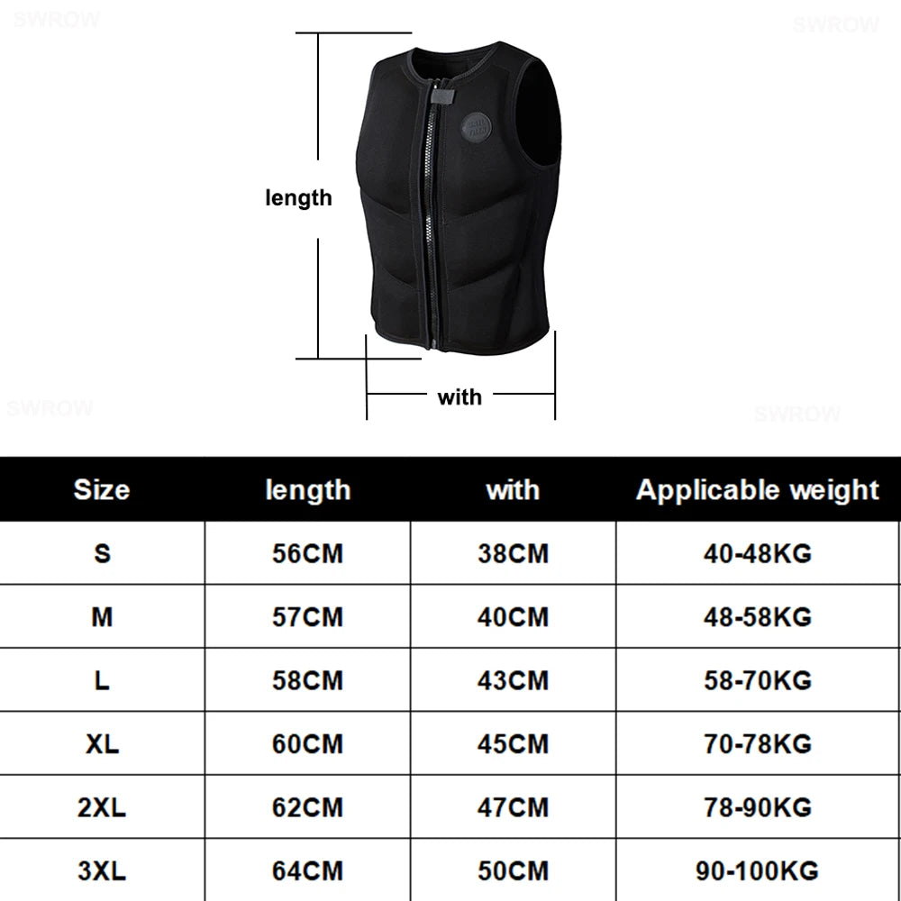 Life Vest Jet Ski Life Jacket Jet Pilot for Men Adult Comp Vest Impact Protection Lifejacket Neoprene PVC