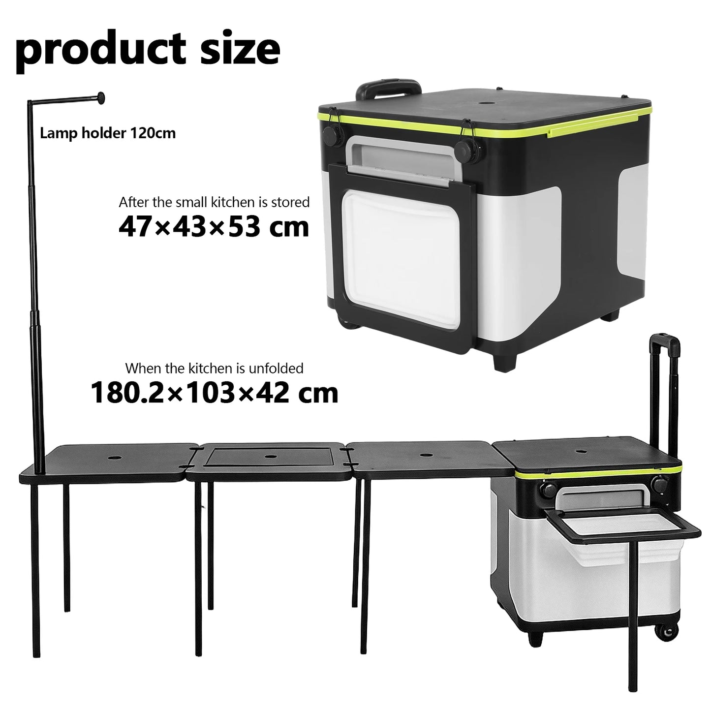 Multifunctional Outdoor Kitchen Station with Wheels Rolling Master Cook Station with Light Poles for Home BBQ Tailgates Cookouts
