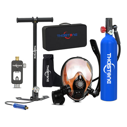 Thaistone 1L Diving Snorkeling Oxygen Cylinder Scuba Tank+Diving Mask+Scuba Adapter+Manual Air Pump