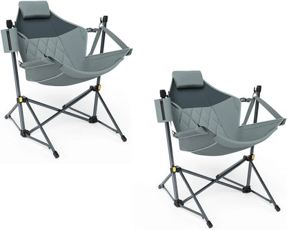 Heavy Duty Folding Hammock Camping Chair with Adjustable Backrest Supports 300lbs, Portable Hammock, Customized