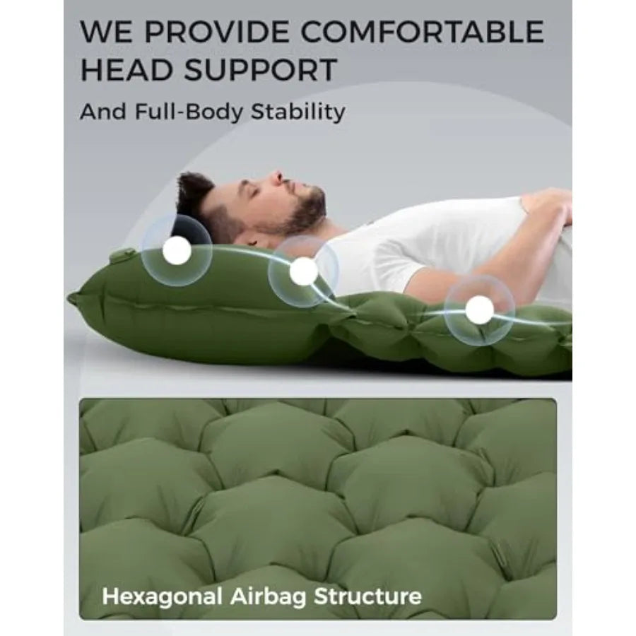 Sleeping Pad for Camping Ultralight Connectable Inflatable Sleeping Pad Camping Mattress with 6.3" Built-in Pillow and Foot Pum