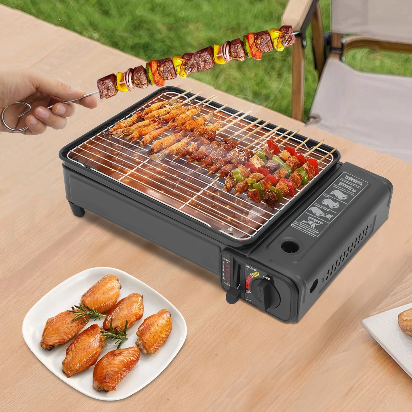 Portable Gas Barbecue Stove Camping Gas Stove with Carrying Case for Camping Trips, Gatherings, Rvs, Barbecues and More