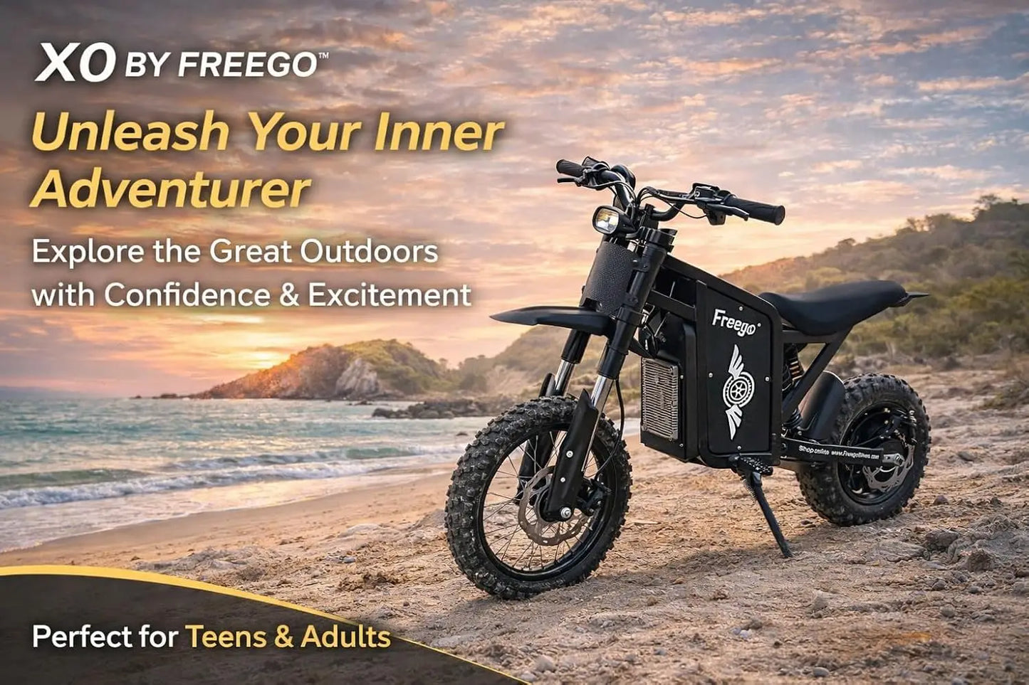 Freego X0 Electric Dirt Bike for Adults 3600W Motor 60V Battery Electric Mountain Bike 40MPH Dual Hydraulic Disc Brakes E-bike