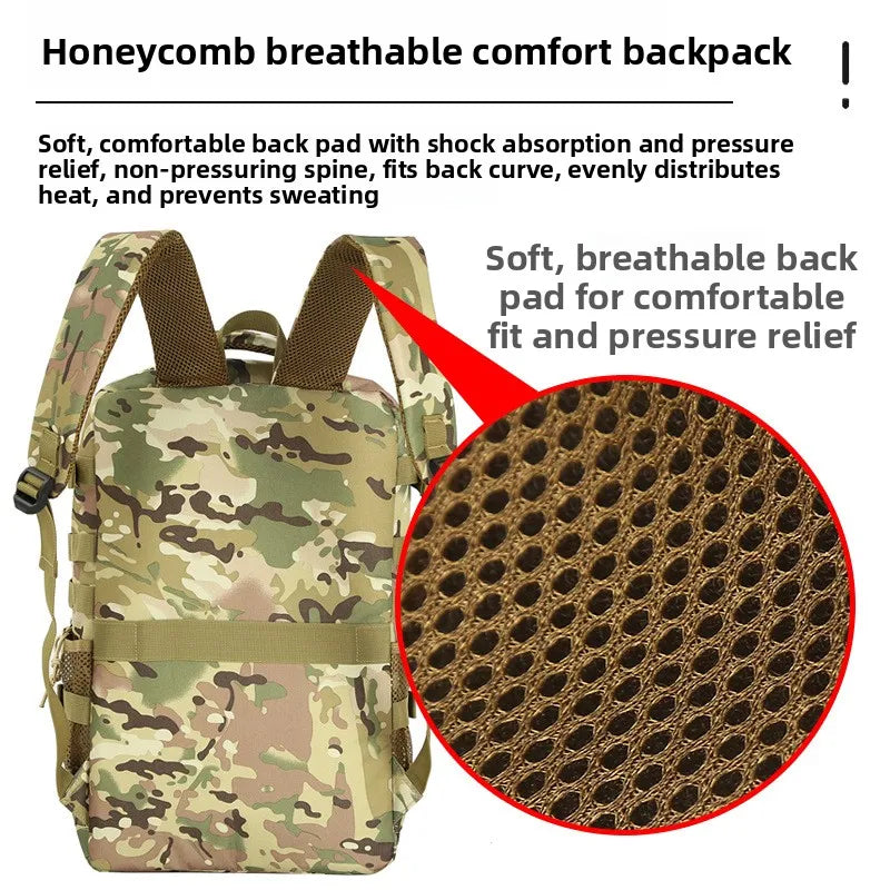 Large Capacity Tactical Backpack Outdoor Sports Hiking Camping Camouflage Bag Multi-Functional Air Cushion Strap Unisex
