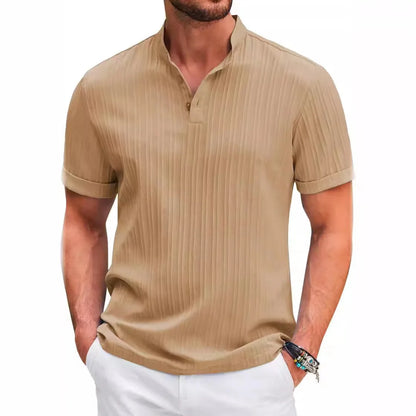 2026 Summer New Men's quick-drying Shirts Striped Jacquard Shirt Breathable Casual Comfortable Stylish Casual Short-Sleeved Top