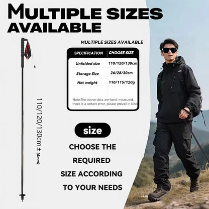 Local+ 2PCs Trekking Poles Carbon Fiber 115g Ultra-Light Hiking Poles Camping Stick Foldable Walking Cane Travel Outdoor Gear