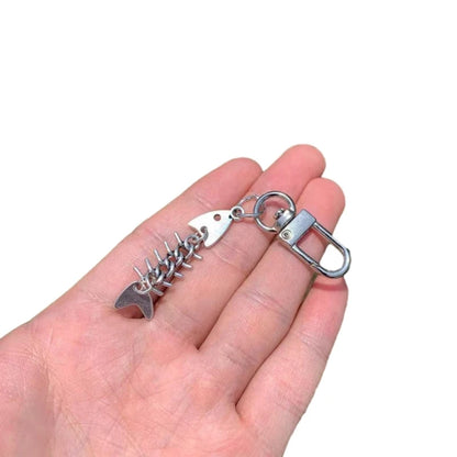 Fashion Fishing Expert Keychain Fish Bone and Hook Key Chain Jewelry Silver Color Fisherman I Love Fishing Fish Pendant Key New