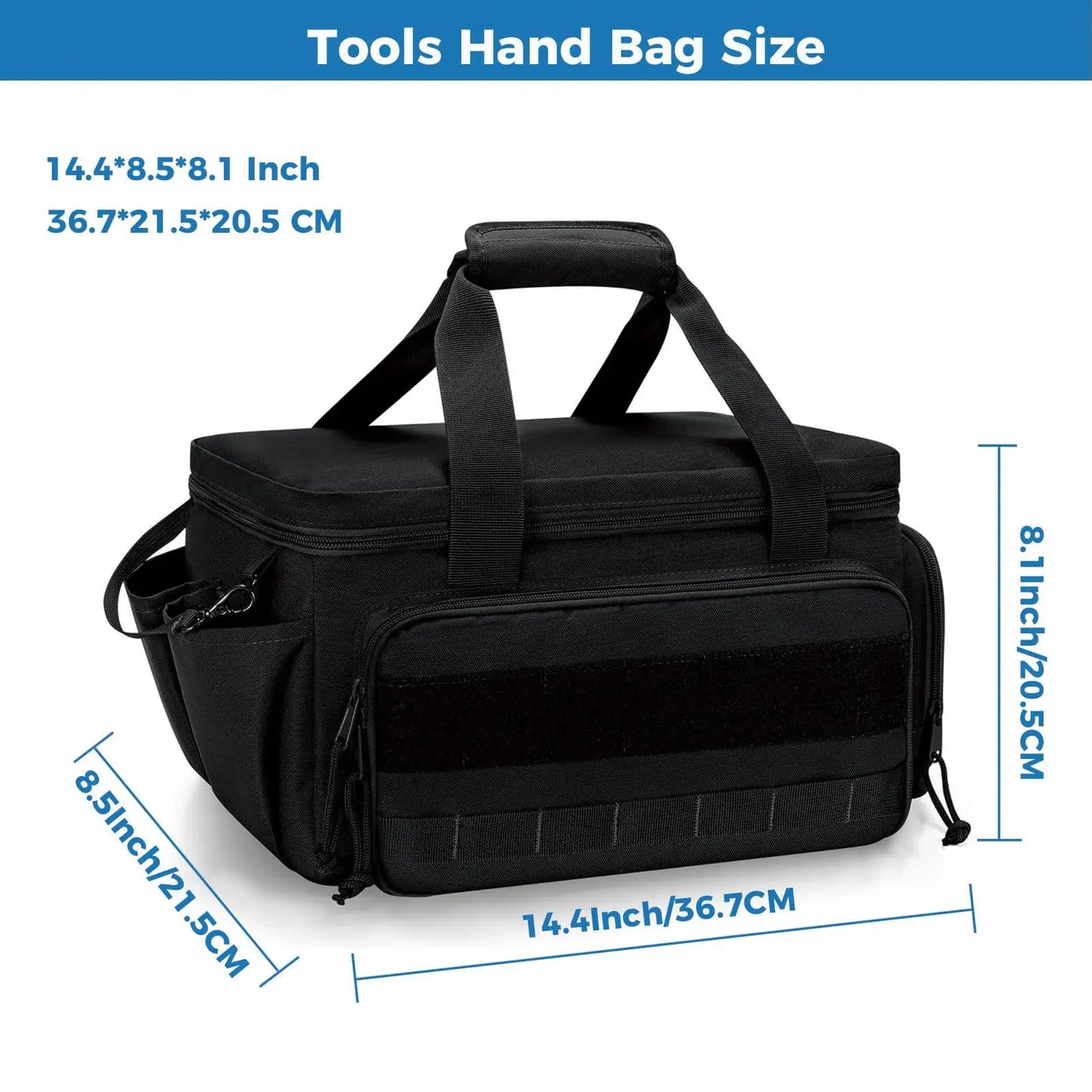 14" Heavy Duty Tactical Tool Bag Non-Slip Base Multipurpose Work Organizer for Handyman,Carpenter,Durable Portable Tool Storage