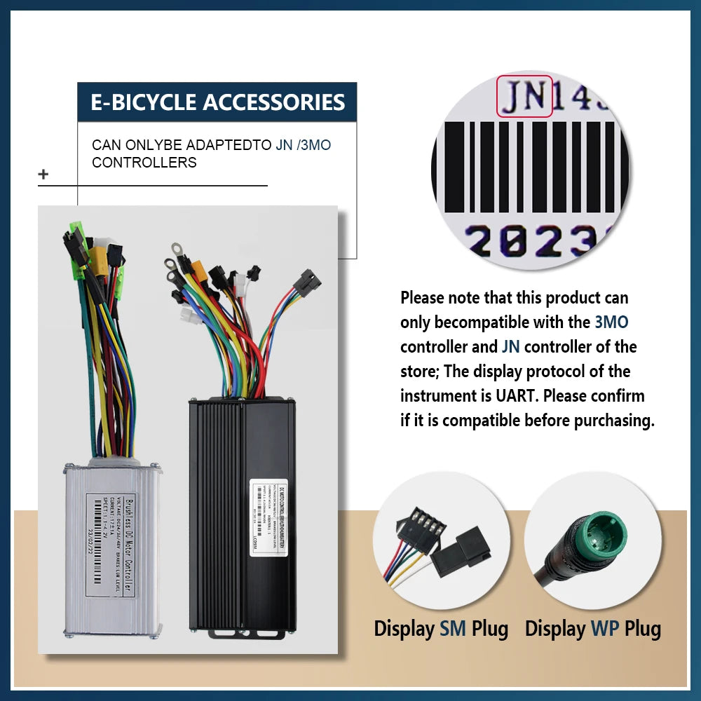Electric Bike 36V-72V LCD UKC1 Color Display with UART 2 Communication for Electric Bike accessory with SM/Waterproof Connector