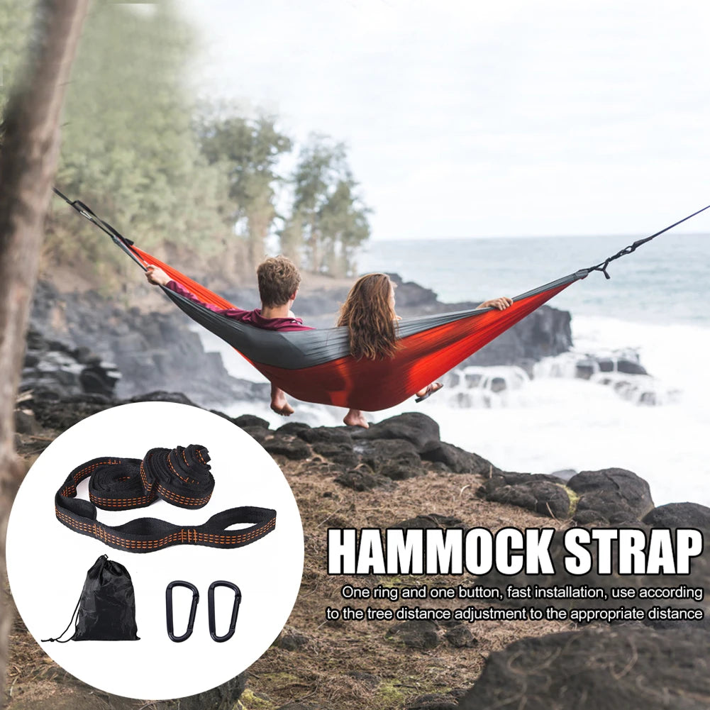 2pcs Camping Hammock Tree Hanging Strap Outdoor Polyester Hammocks Rope Belt Kit