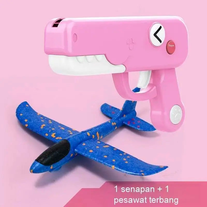 Outdoor Games Dumb  Dinosaur Ejection foam Aircraft Toy Gun One click Launch Three colors of indoor and outdoor aircraft Guns