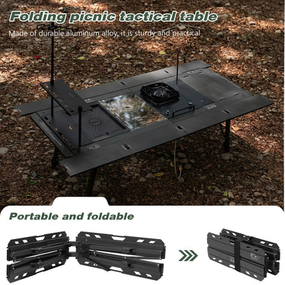Foldable IGT Camping Table 120KG Load Capacity with Adjustable Height Leg with Carry Bag for Hiking Picnic Fishing Beach