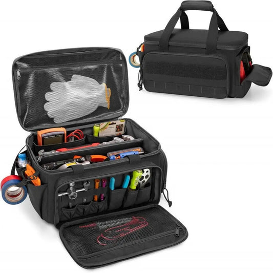 14" Heavy Duty Tactical Tool Bag Non-Slip Base Multipurpose Work Organizer for Handyman,Carpenter,Durable Portable Tool Storage