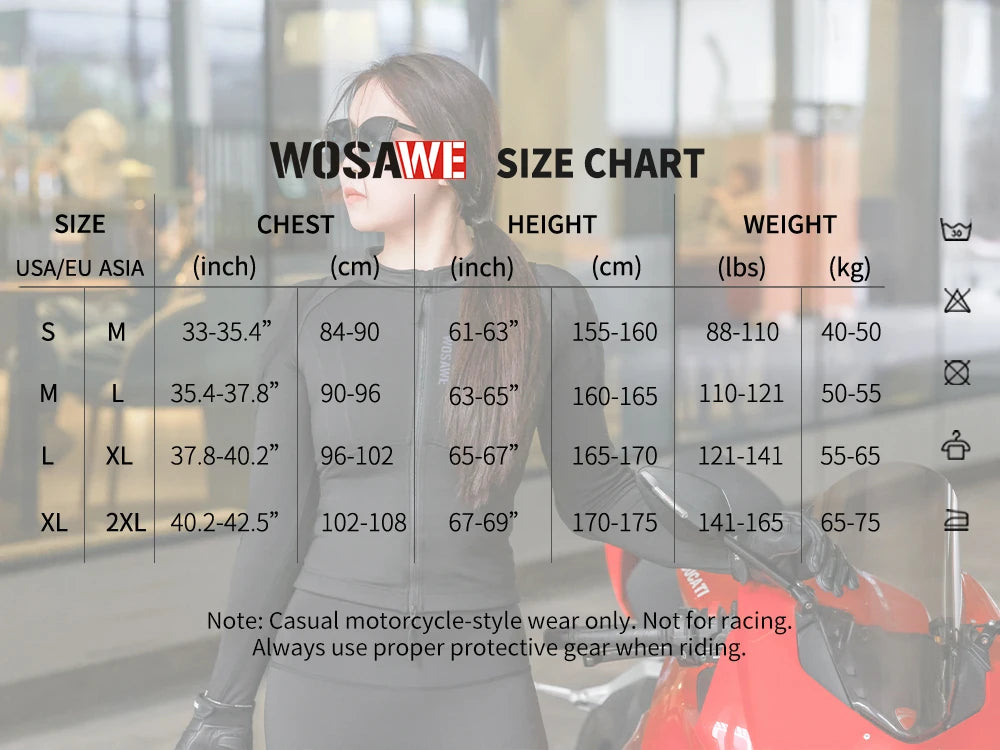 WOSAWE Motorcycle Women Motorcycle Jacket Summer Biker Street Riding Jacket Elastic Breathable Motorcyclist Clothing