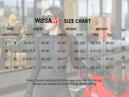 WOSAWE Motorcycle Women Motorcycle Jacket Summer Biker Street Riding Jacket Elastic Breathable Motorcyclist Clothing
