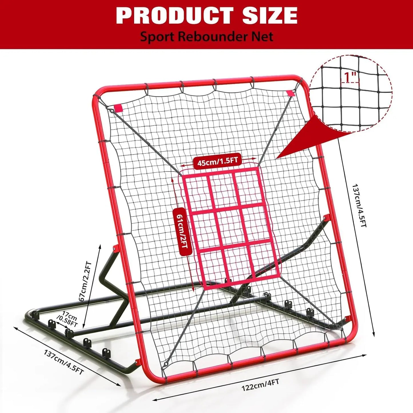 Baseball/Softball Rebounder Net, Pitchback Rebounder Net, Soccer Rebounder Net, Adjustable Multisport Pitching Rebounder Net