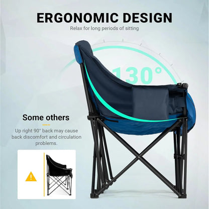 Extra Large Camping Loveseat for Two - Heavy Duty 850LBS Capacity, Padded Folding Chair with Drink Holders & Storage