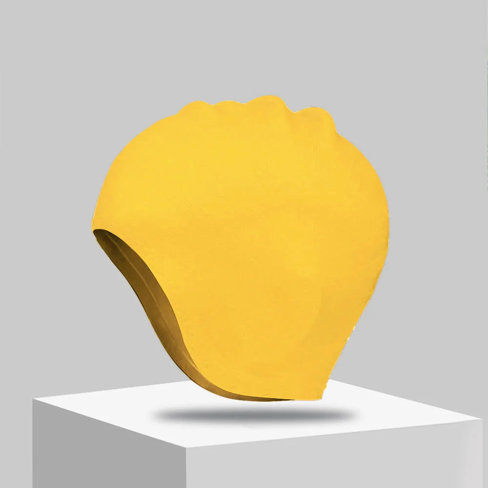 DIZETION Durable Silicone Swimming Cap with Ear Pockets for Adults and Teens - Protects Long Hair and Provides High Elasticity