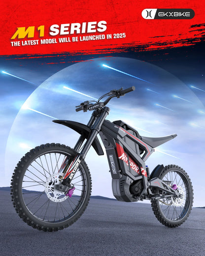 EKXBIKE M1 16800W Peak Electric Dirt Bike 72V/50Ah Electric Motorcycle 85Miles Max Range 62Mph Max Speed Mountain Electric Bike