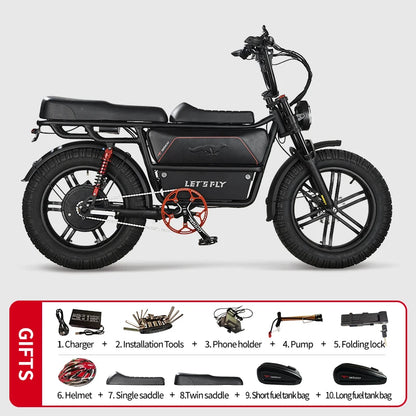 LET'S FLY Mountain bike 2000W 37MPH Adults City Electric Bicycle 48V 60AH 20 Inch Fat Tire  Courier E Bikes Oil Brake  Ebike