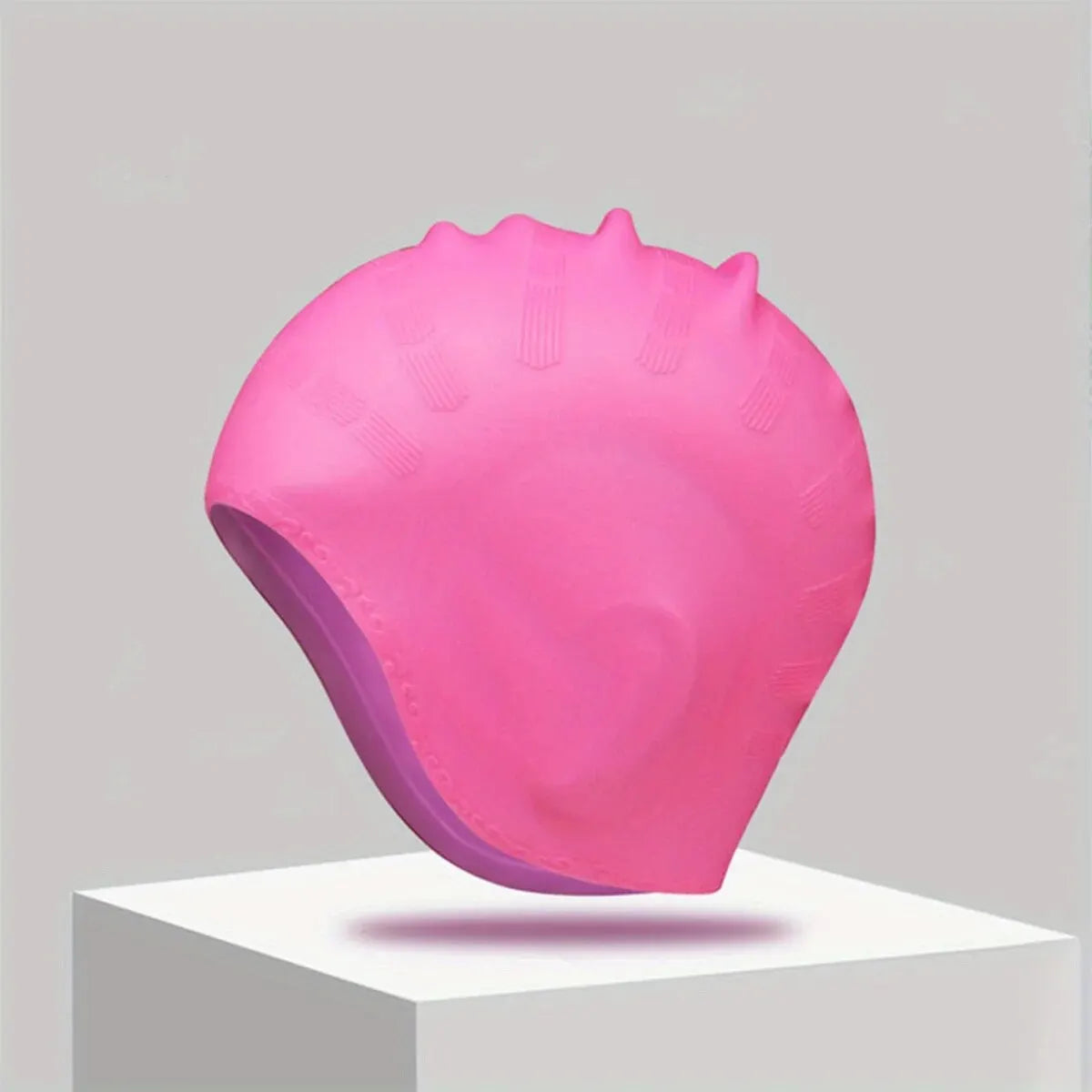 DIZETION Durable Silicone Swimming Cap with Ear Pockets for Adults and Teens - Protects Long Hair and Provides High Elasticity