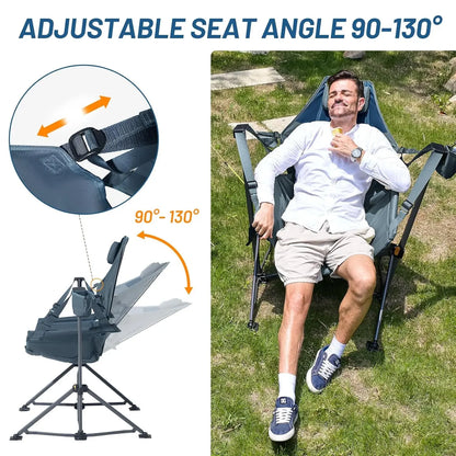 Heavy Duty Folding Hammock Camping Chair with Adjustable Backrest Supports 300lbs, Portable Hammock, Customized