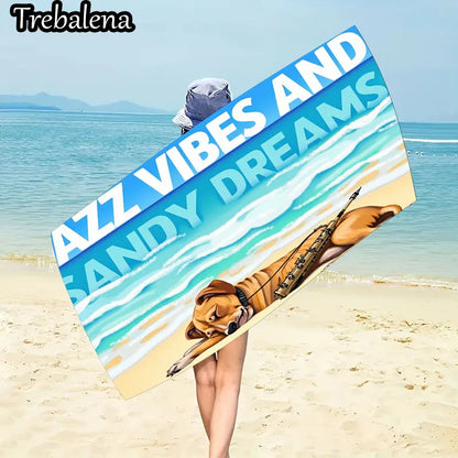 30*60inch Ultra-Soft Beach Towel with Jazz Vibes Sandy Dreams Beach Towel