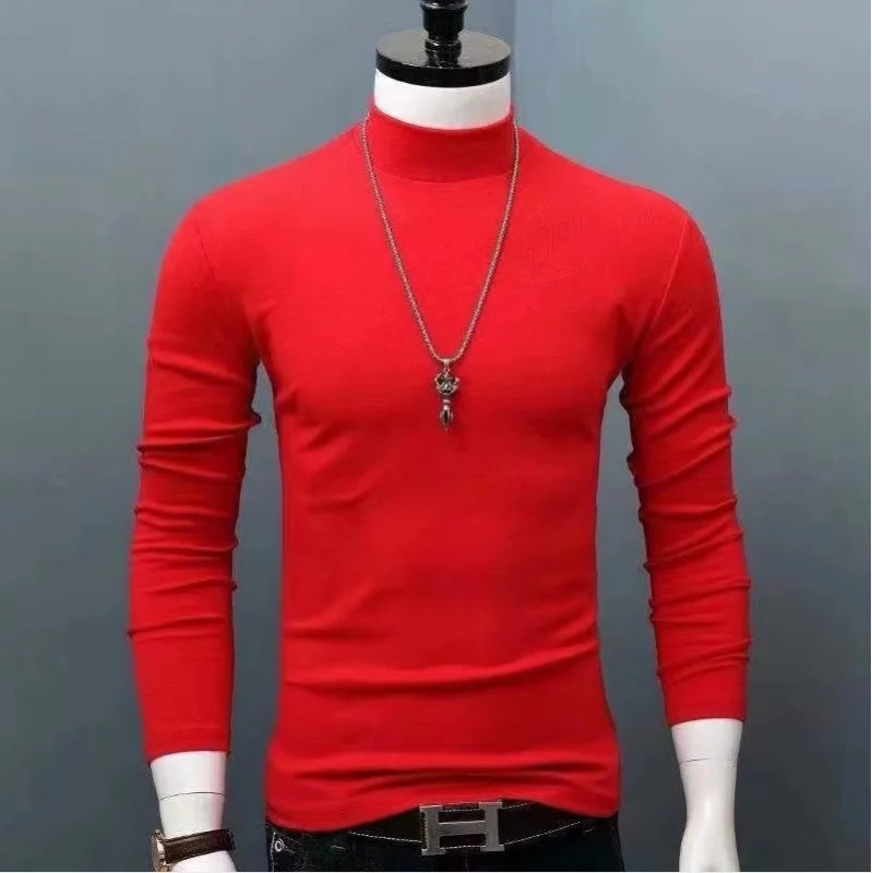 new Quick Drying High Collar Men's Blouses for Cool Stylish Shirts and Blouses Comfortable and Warm T-Shirts for Fall and Winter