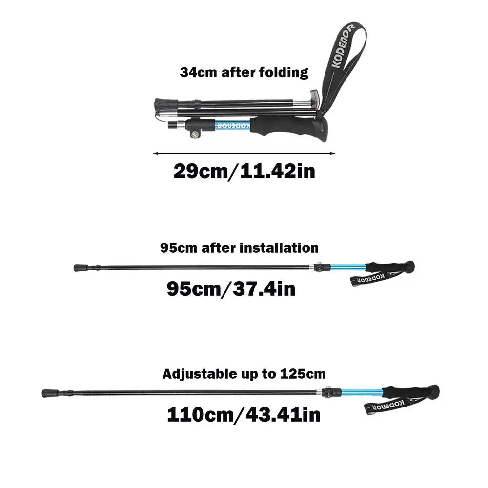 Hiking Poles Balance Support Folding Trekking Poles Backpacking Gear 5-Section Trekking Walking Sticks Compact Hiking Poles For