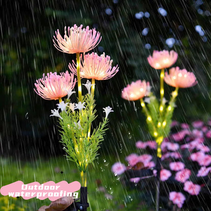 2PC solar powered shore flower ground plug-in lamp, outdoor waterproof, beautiful flower decoration, 1PCourtyard lawn decoration