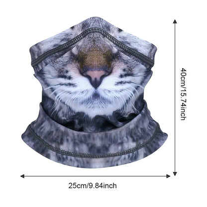 3D Animal Neck Gaiter UV Protection Half Face Mask for Skiing Cycling Motorcycling Scarf Sunscreen Bandana for Men Women