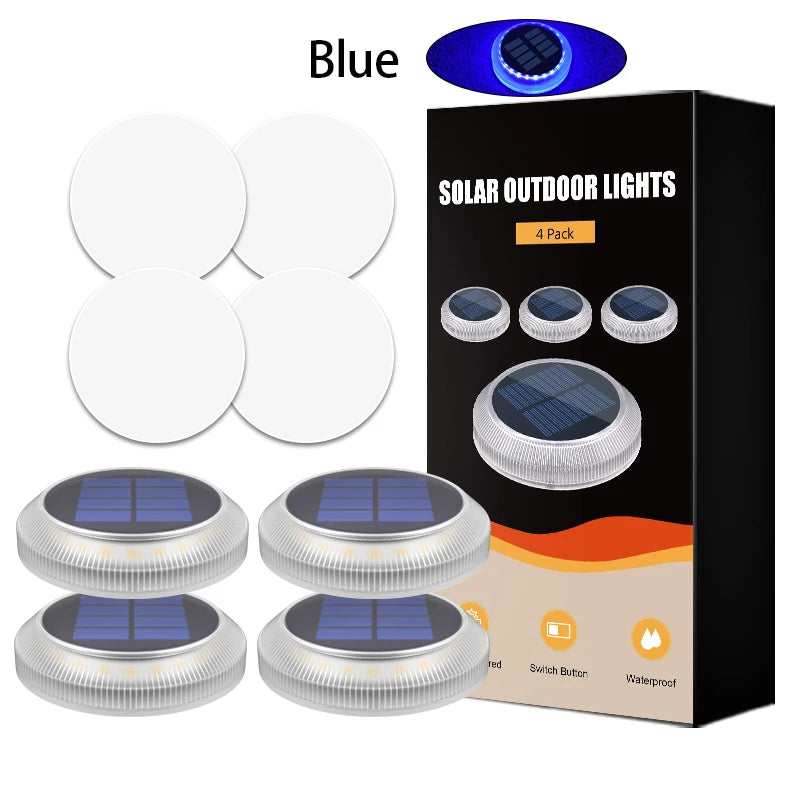 4Pcs Solar Deck Lights Outdoor Step Lights Waterproof IP68 Led Solar Lights For Railing Stairs Yard Patio Pathway Driveway