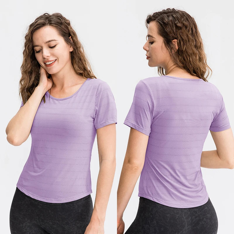 Summer Casual T-shirts Quick Dry Outdoor Running Athletic T shirts Tops Breathable Yoga Tops Women Gym Tops